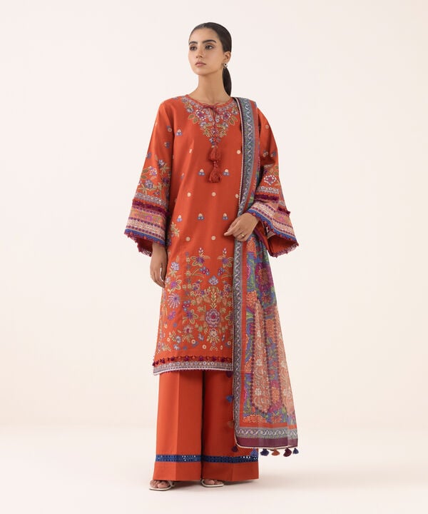 Sapphire 3 Piece Custom Stitched Suit - Orange - LB30855