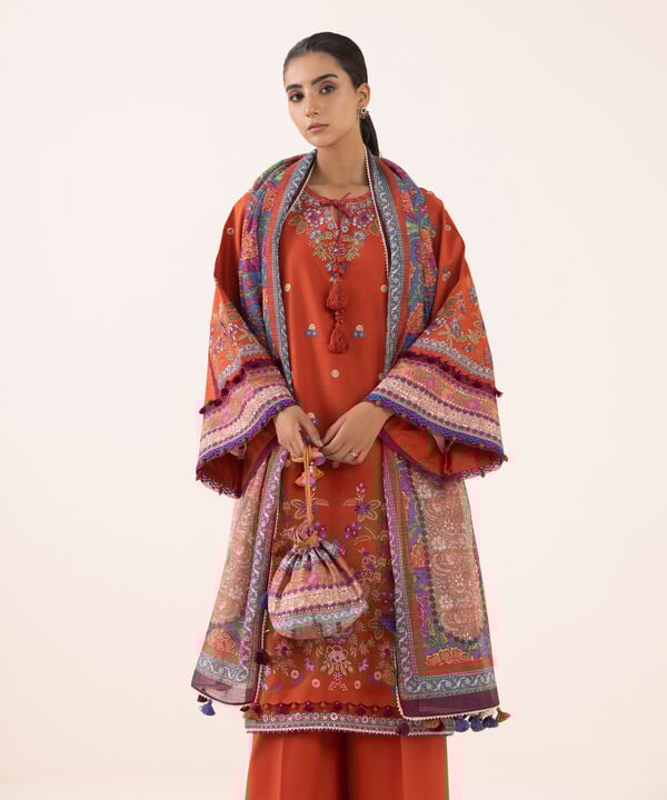 Sapphire 3 Piece Custom Stitched Suit - Orange - LB30855