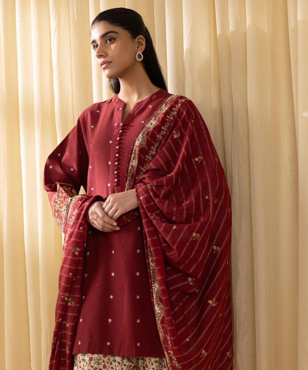 Sapphire 3 Piece Custom Stitched Suit - Maroon - LB30201