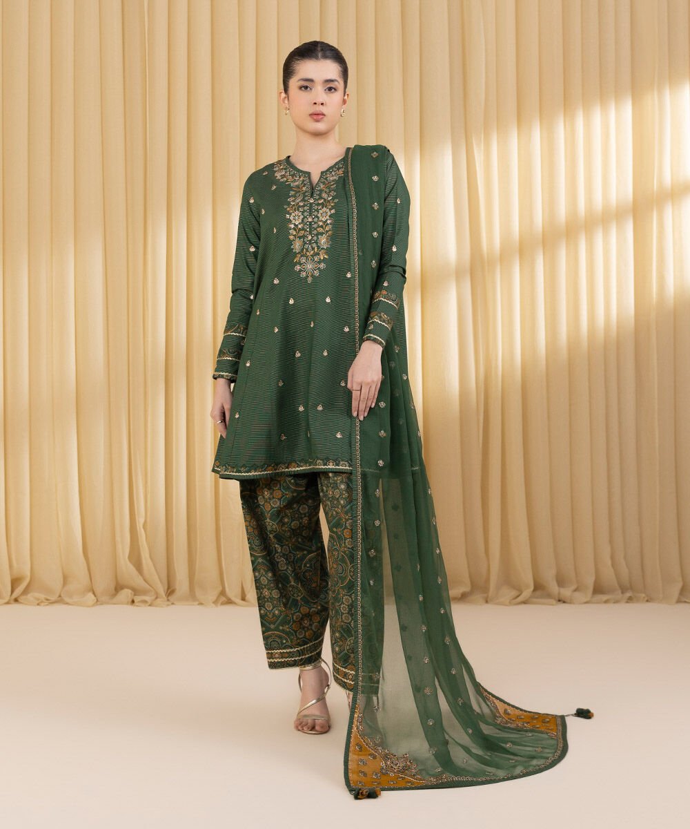 Sapphire 3 Piece Custom Stitched Suit - Green - LB30194