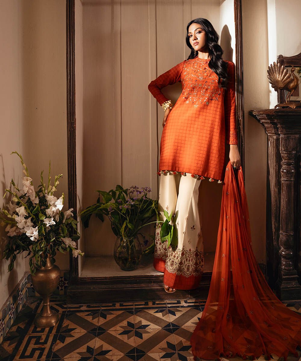 Sapphire 3 Piece Custom Stitched Suit - Orange - LB30161