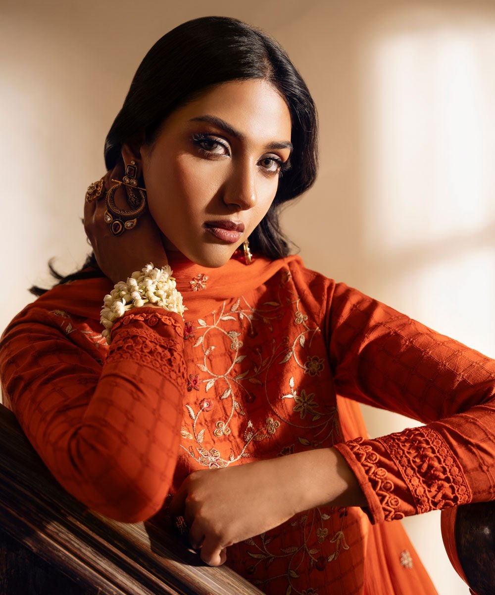 Sapphire 3 Piece Custom Stitched Suit - Orange - LB30161