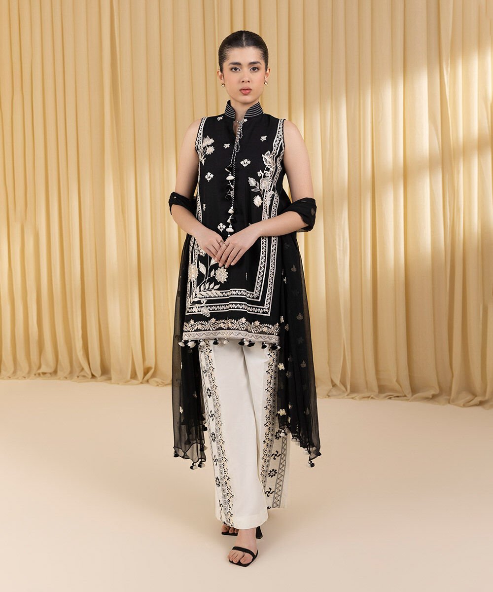 Sapphire 3 Piece Custom Stitched Suit - Black - LB30148