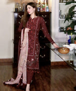 Sapphire 3 Piece Custom Stitched Suit - Maroon - LB31410