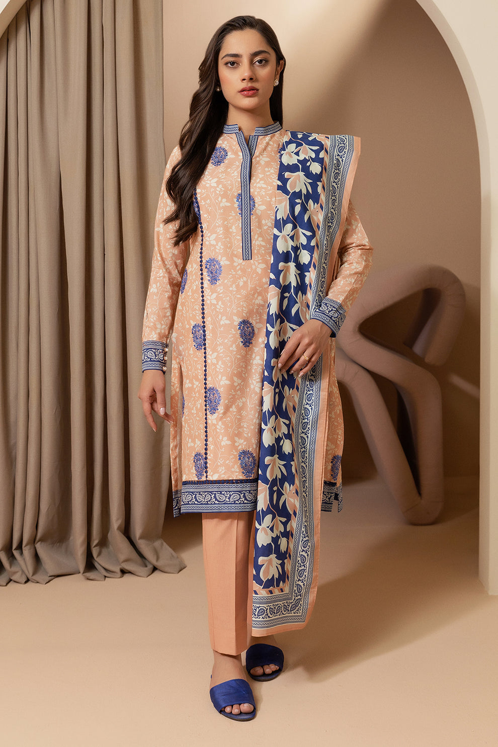 Zellbury 3 Piece Custom Stitched Suit - Peach - LB30392