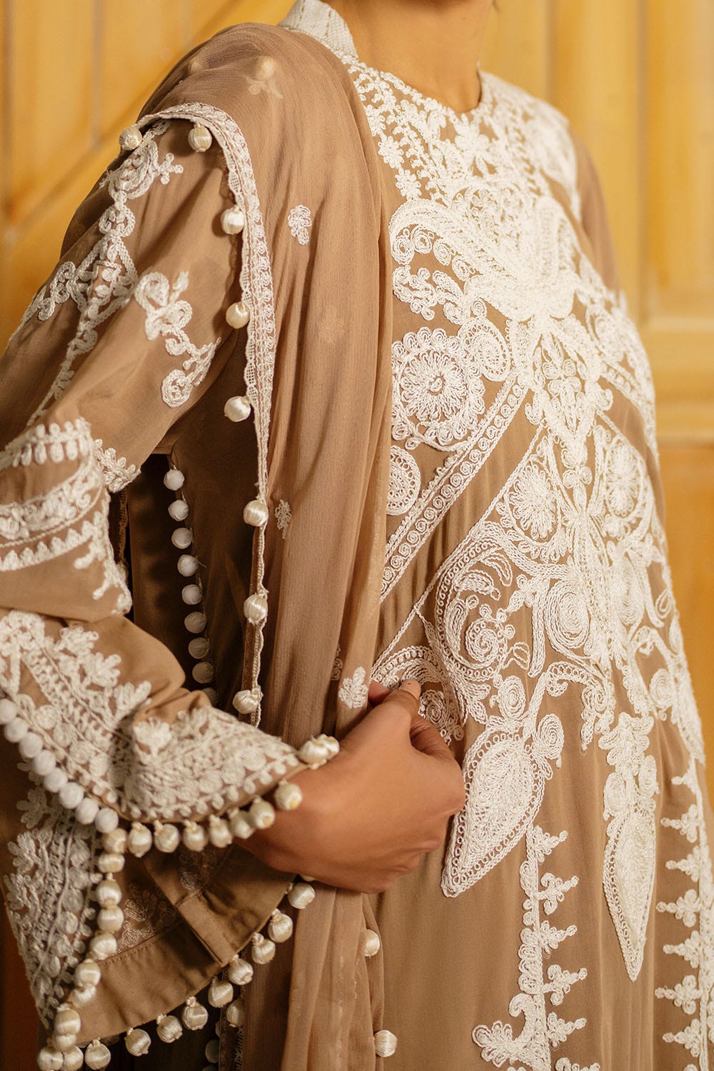 Gul Ahmed 3 Piece Custom Stitched Suit - Brown - LB29238