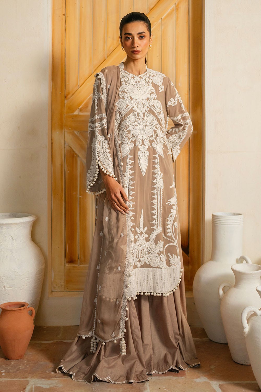 Gul Ahmed 3 Piece Custom Stitched Suit - Brown - LB29238