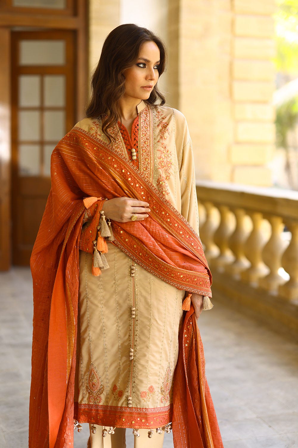 Gul Ahmed 3 Piece Custom Stitched Suit - Beige - LB29861