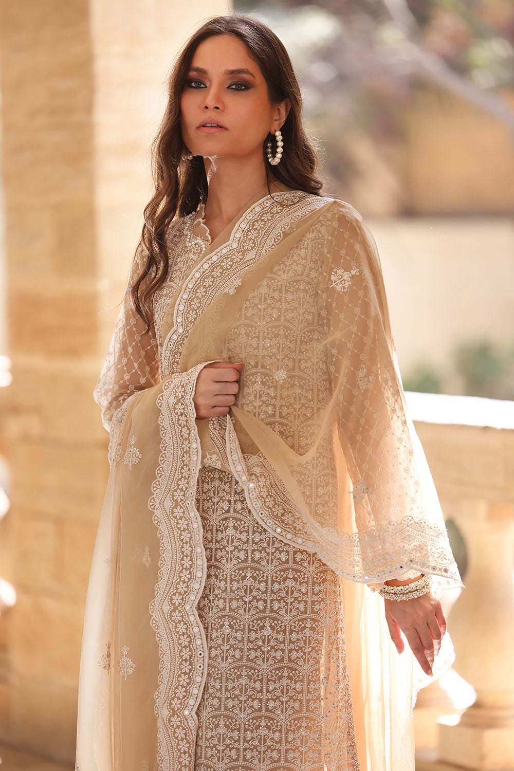Gul Ahmed 3 Piece Custom Stitched Suit - Beige - LB29858
