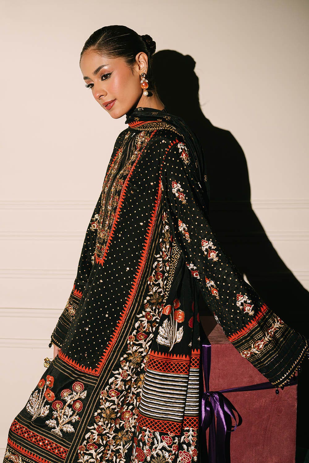 Gul Ahmed 3 Piece Custom Stitched Suit - Black - LB29859