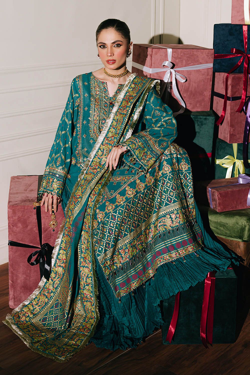 Gul Ahmed 3 Piece Custom Stitched Suit - Blue - LB29868