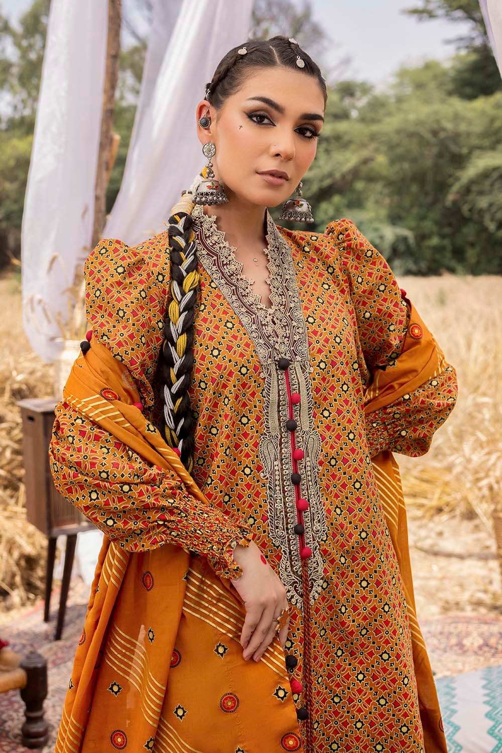 Gul Ahmed 3 Piece Custom Stitched Suit - Yellow - LB30423