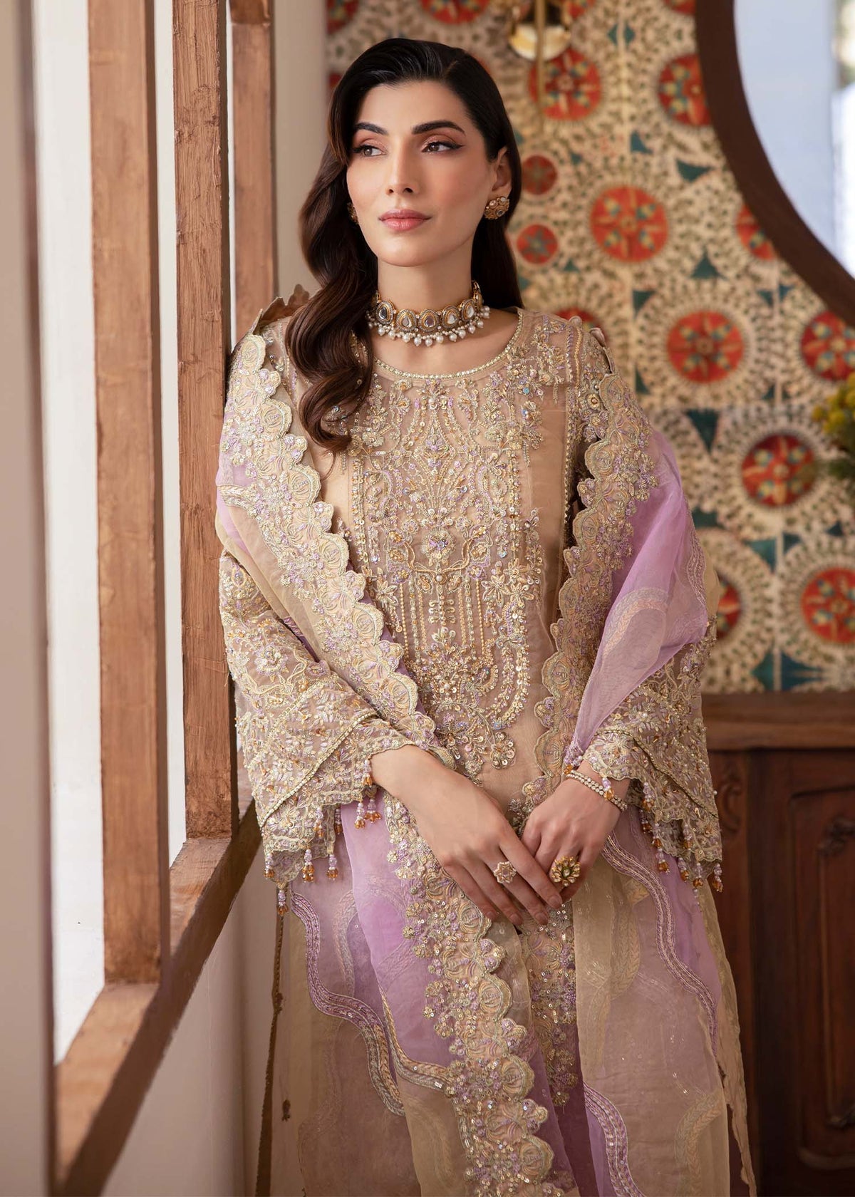 Kanwal Malik 3 Piece Pret Suit - Beige - LB30352