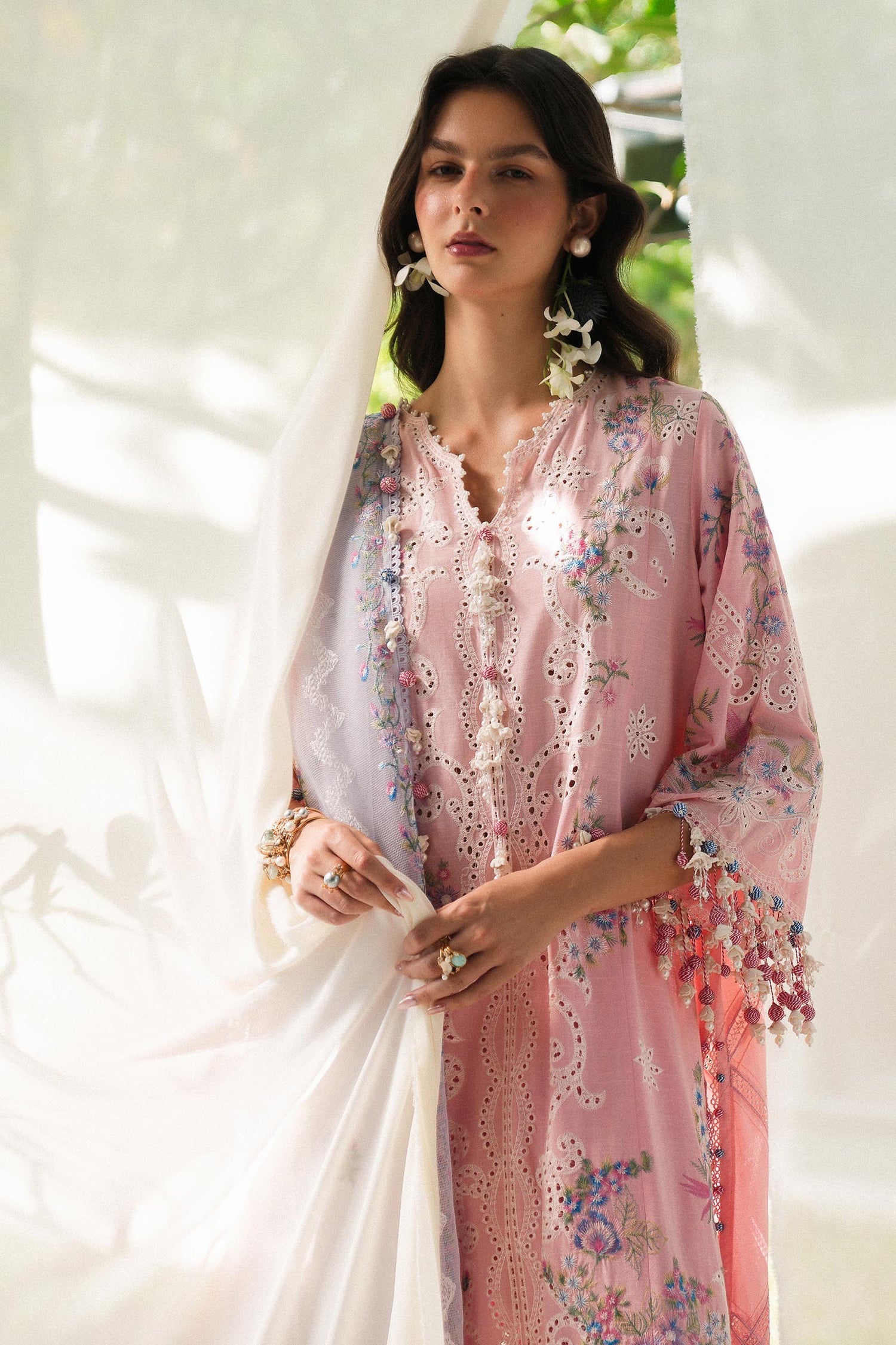 Sana Safinaz 3 Piece Custom Stitched Suit - Pink - LB29562