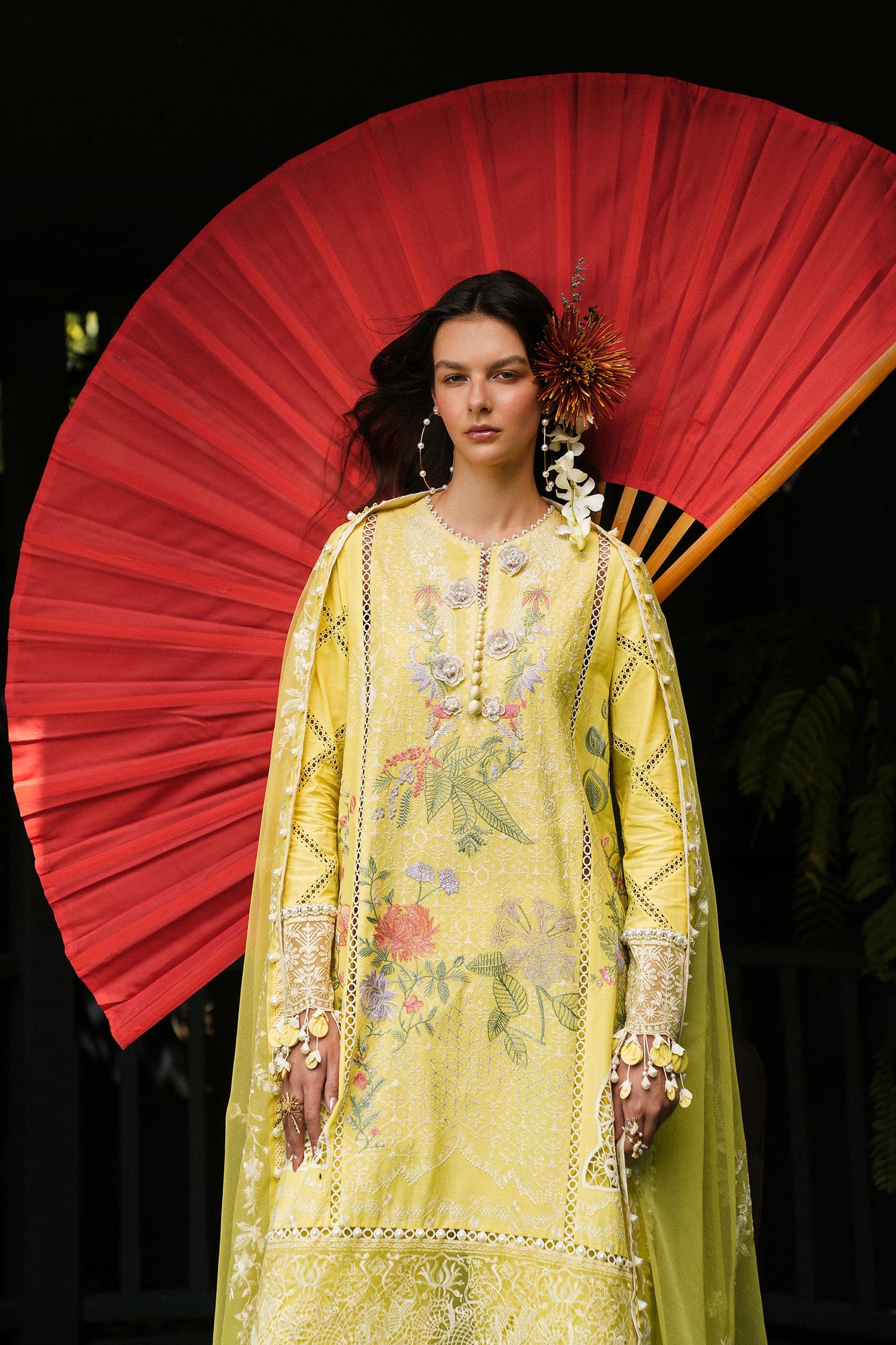 Sana Safinaz 3 Piece Custom Stitched Suit - Yellow - LB29566
