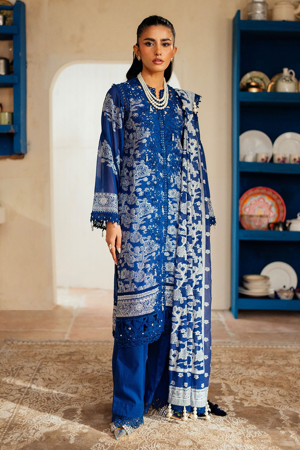 Gul Ahmed 3 Piece Custom Stitched Suit - Blue - LB29243