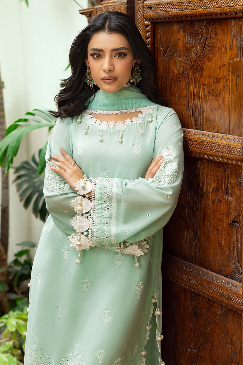 Gul Ahmed 3 Piece Custom Stitched Suit - Green - LB29846