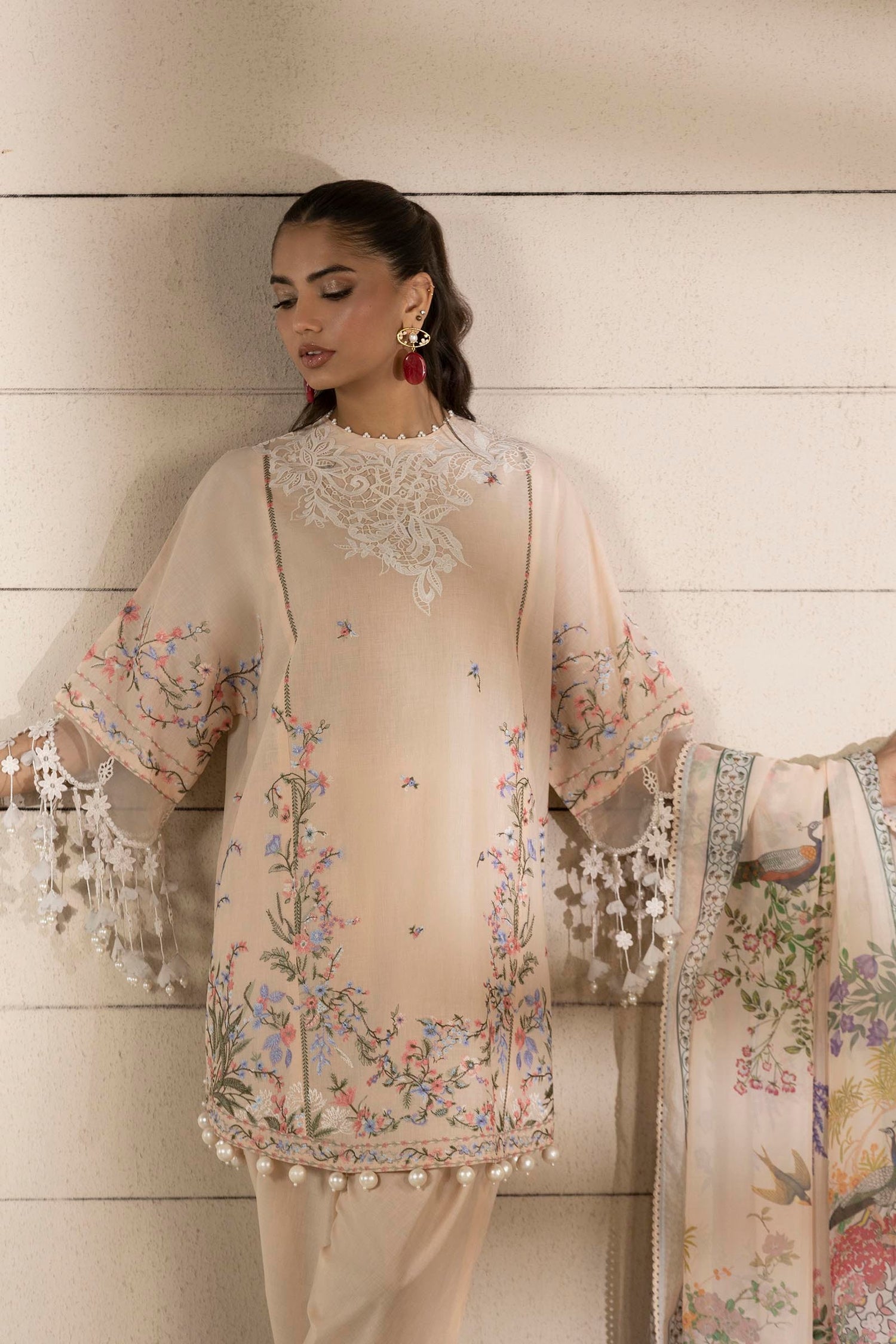 Sana Safinaz 3 Piece Custom Stitched Suit - Beige - LB29380