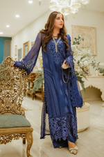 Maria.B 3 Piece Custom Stitched Suit - Blue - LB30925
