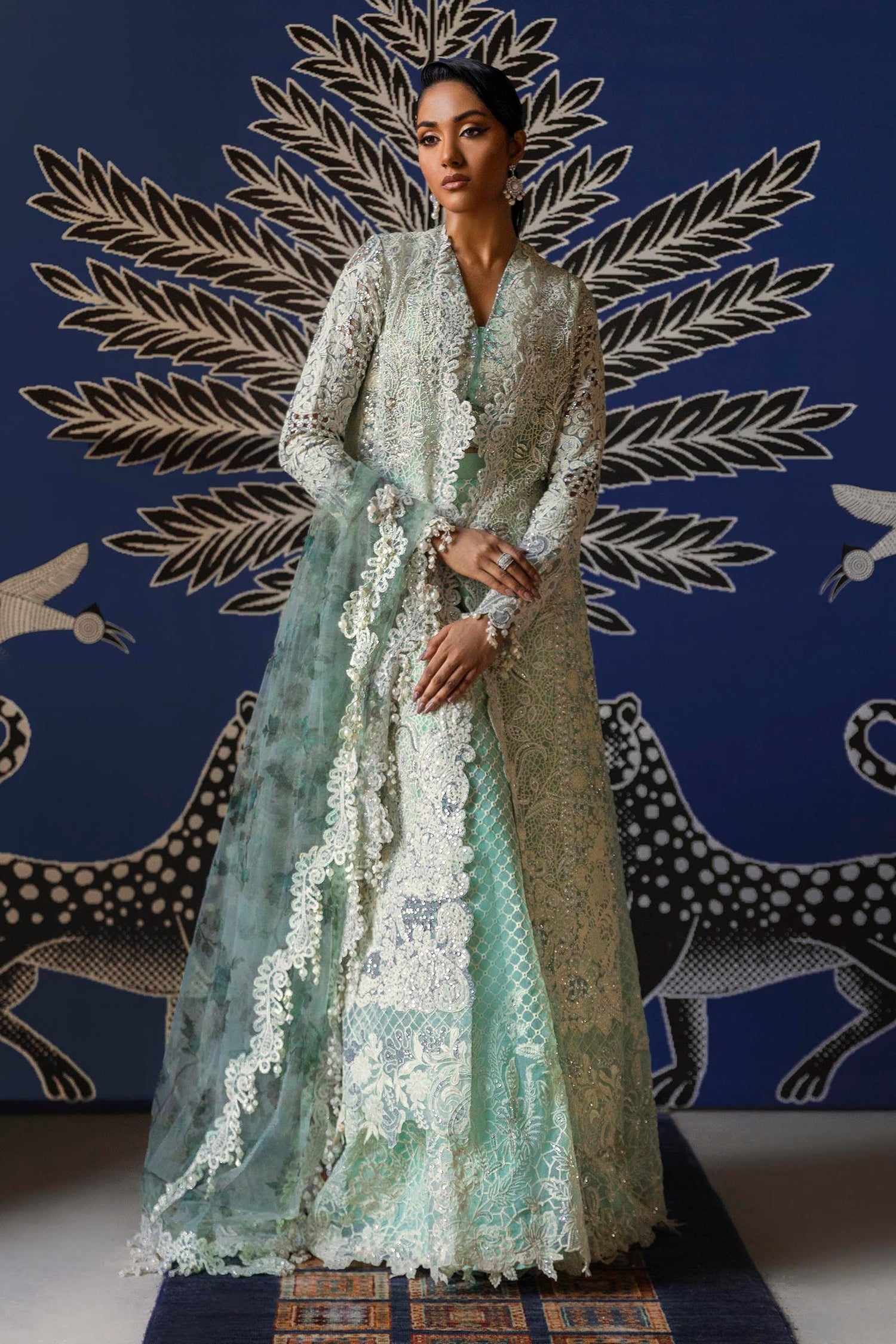 Sana Safinaz 3 Piece Custom Stitched Suit - Green - LB30447