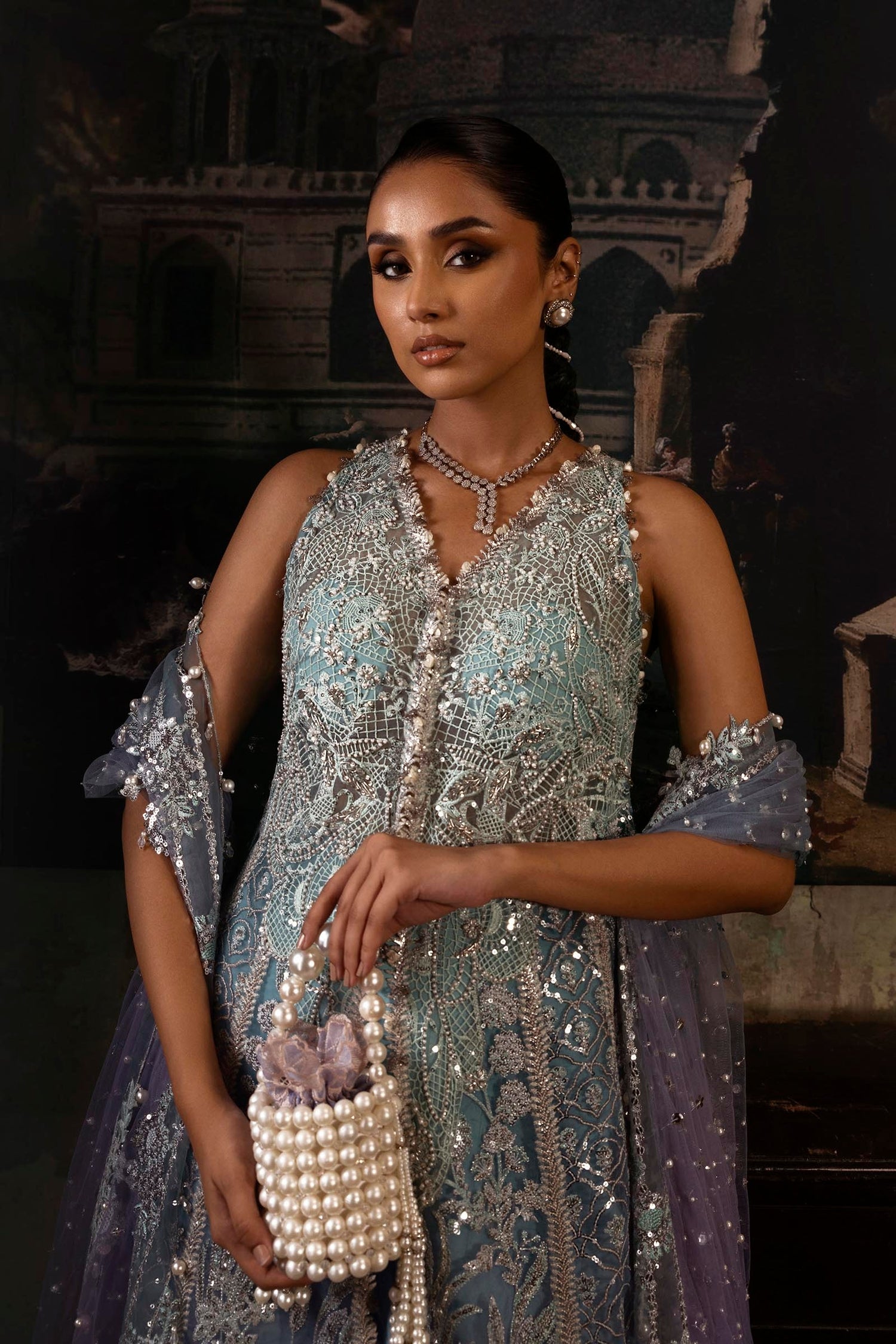 Sana Safinaz 3 Piece Custom Stitched Suit - Green - LB30445
