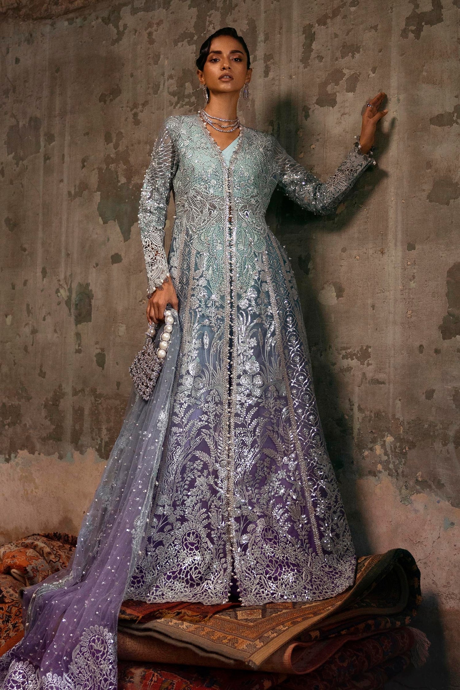 Sana Safinaz 3 Piece Custom Stitched Suit - Green - LB30445