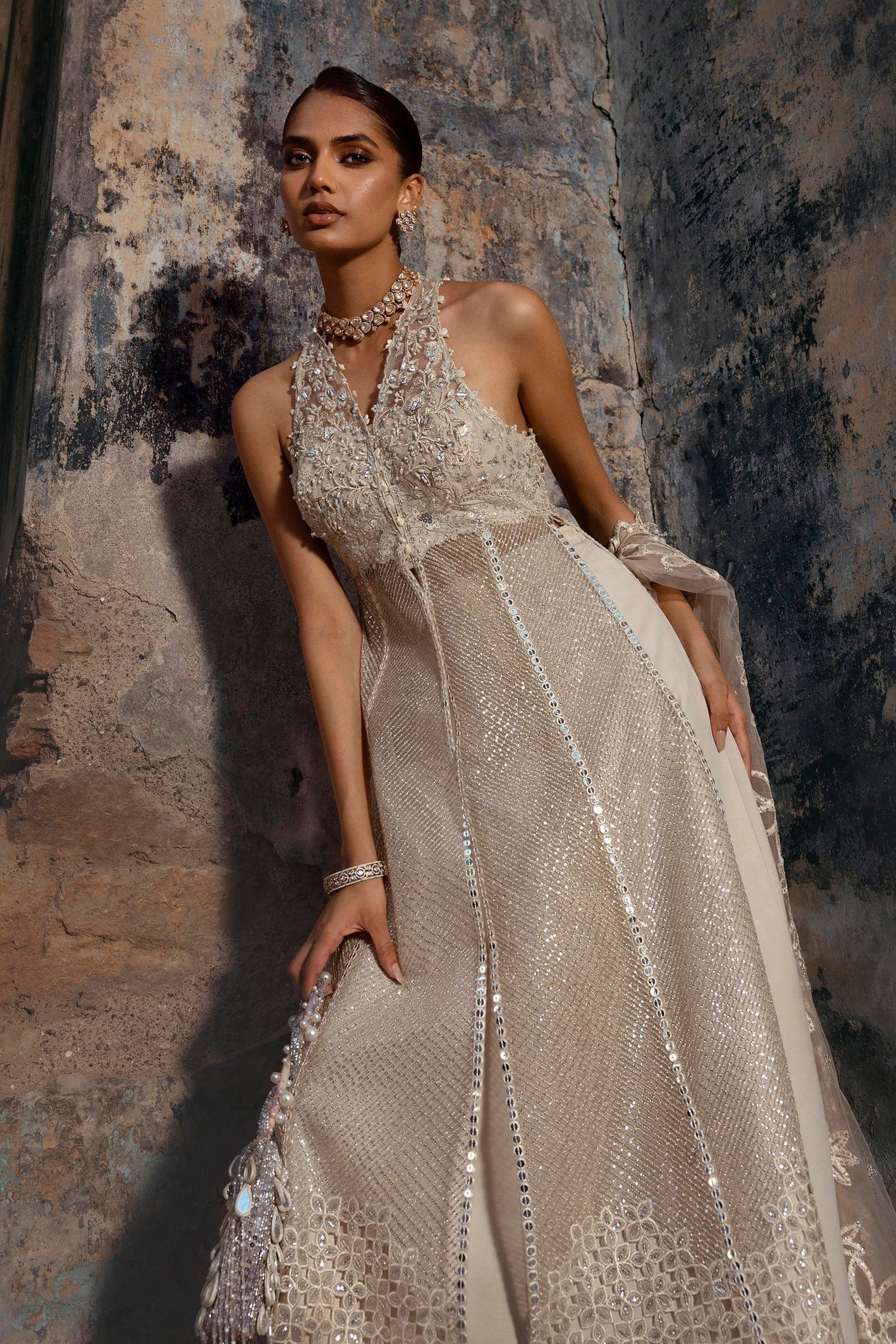 Sana Safinaz 3 Piece Custom Stitched Suit - Beige - LB30444