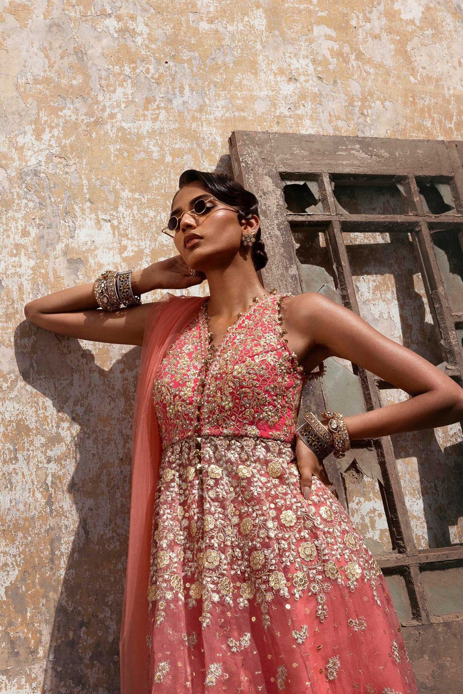 Sana Safinaz 3 Piece Custom Stitched Suit - Peach - LB30442
