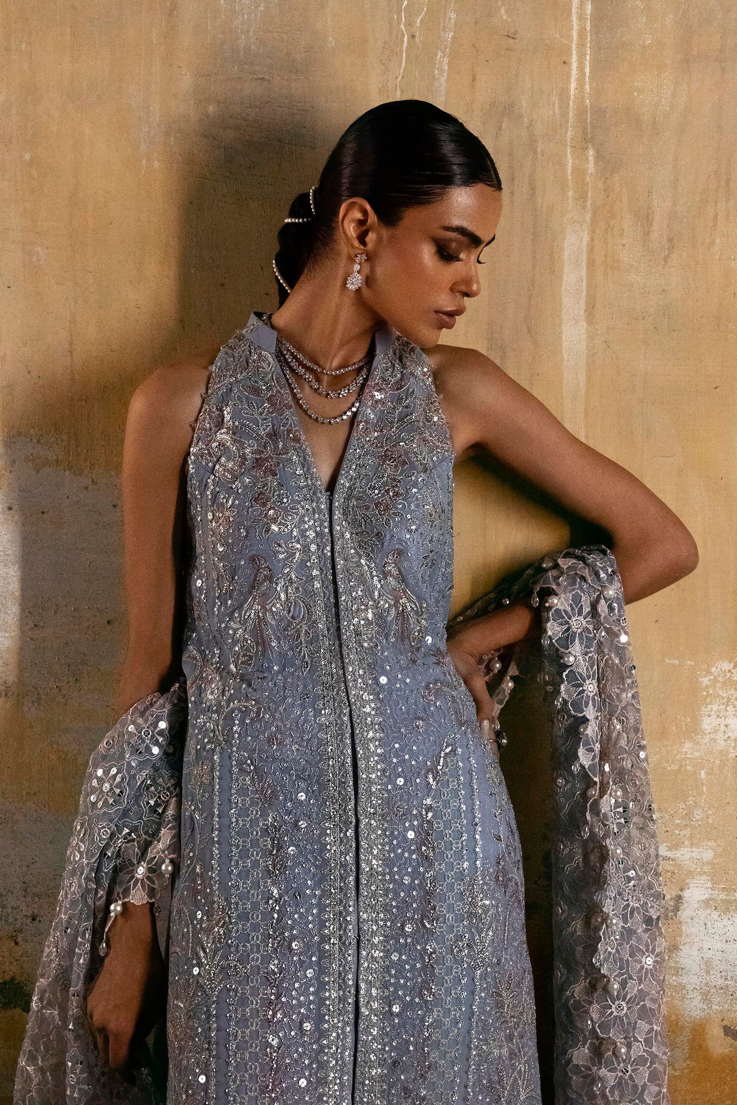 Sana Safinaz 3 Piece Custom Stitched Suit - Blue - LB30441
