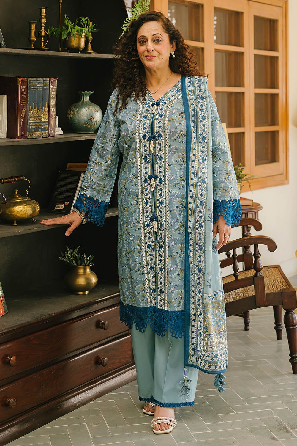 Gul Ahmed 3 Piece Custom Stitched Suit - Blue - LB29219