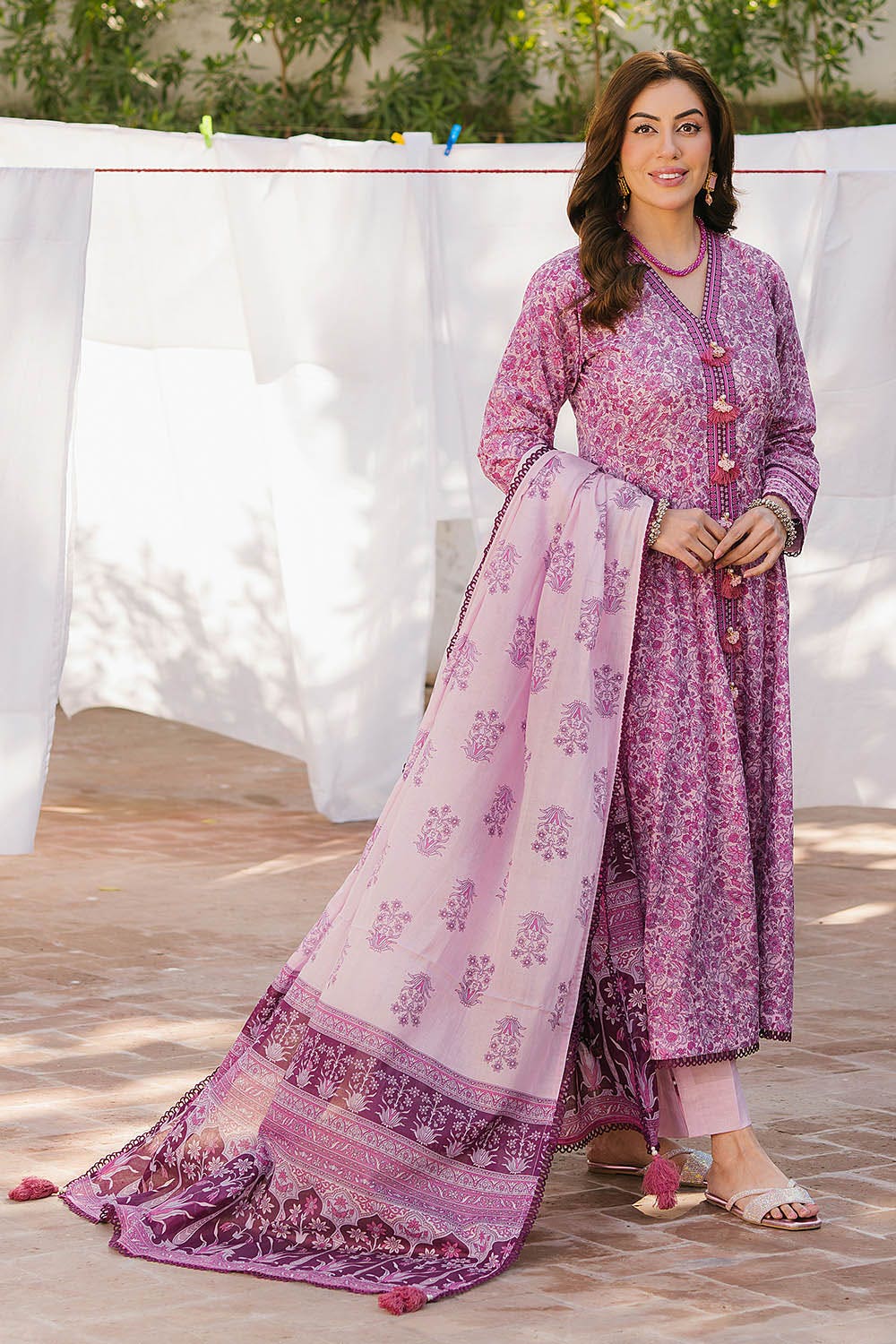Gul Ahmed 3 Piece Custom Stitched Suit - Purple - LB29232