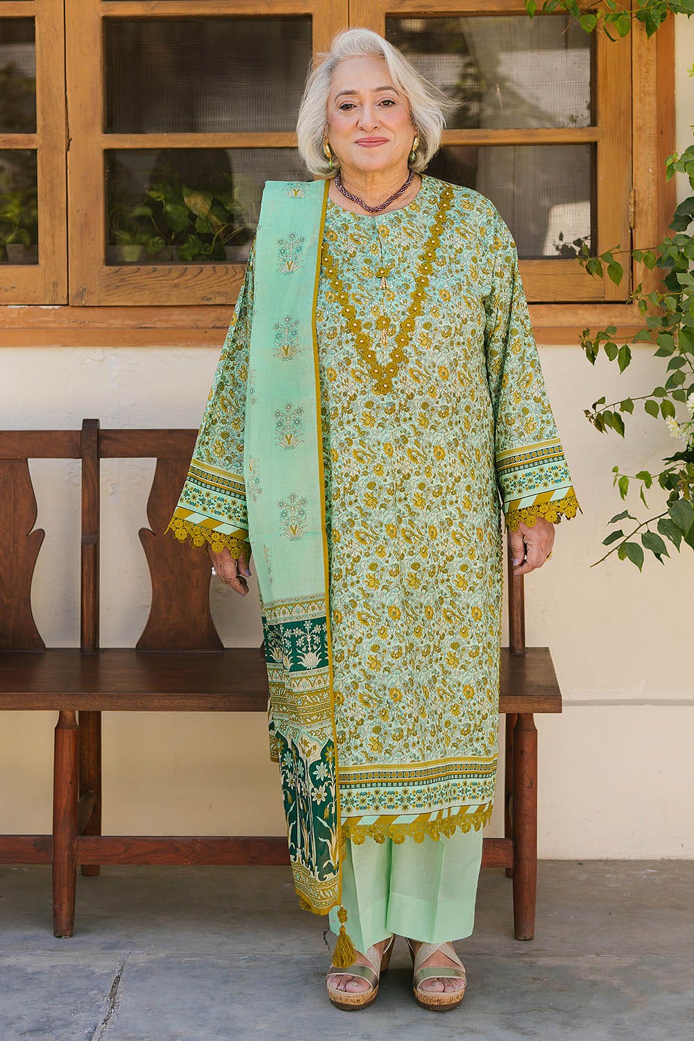 Gul Ahmed 3 Piece Custom Stitched Suit - Green - LB29231