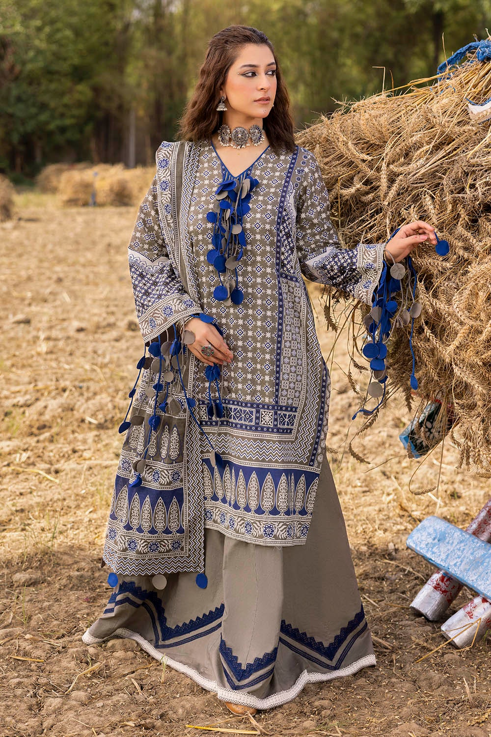 Gul Ahmed 3 Piece Custom Stitched Suit - Beige - LB30417