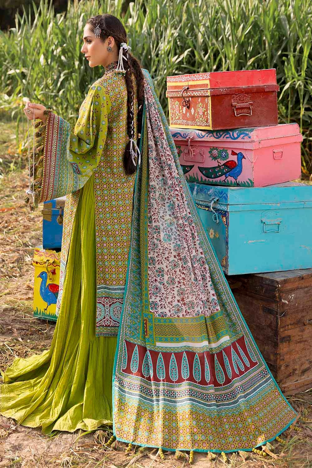 Gul Ahmed 3 Piece Custom Stitched Suit - Green - LB30416