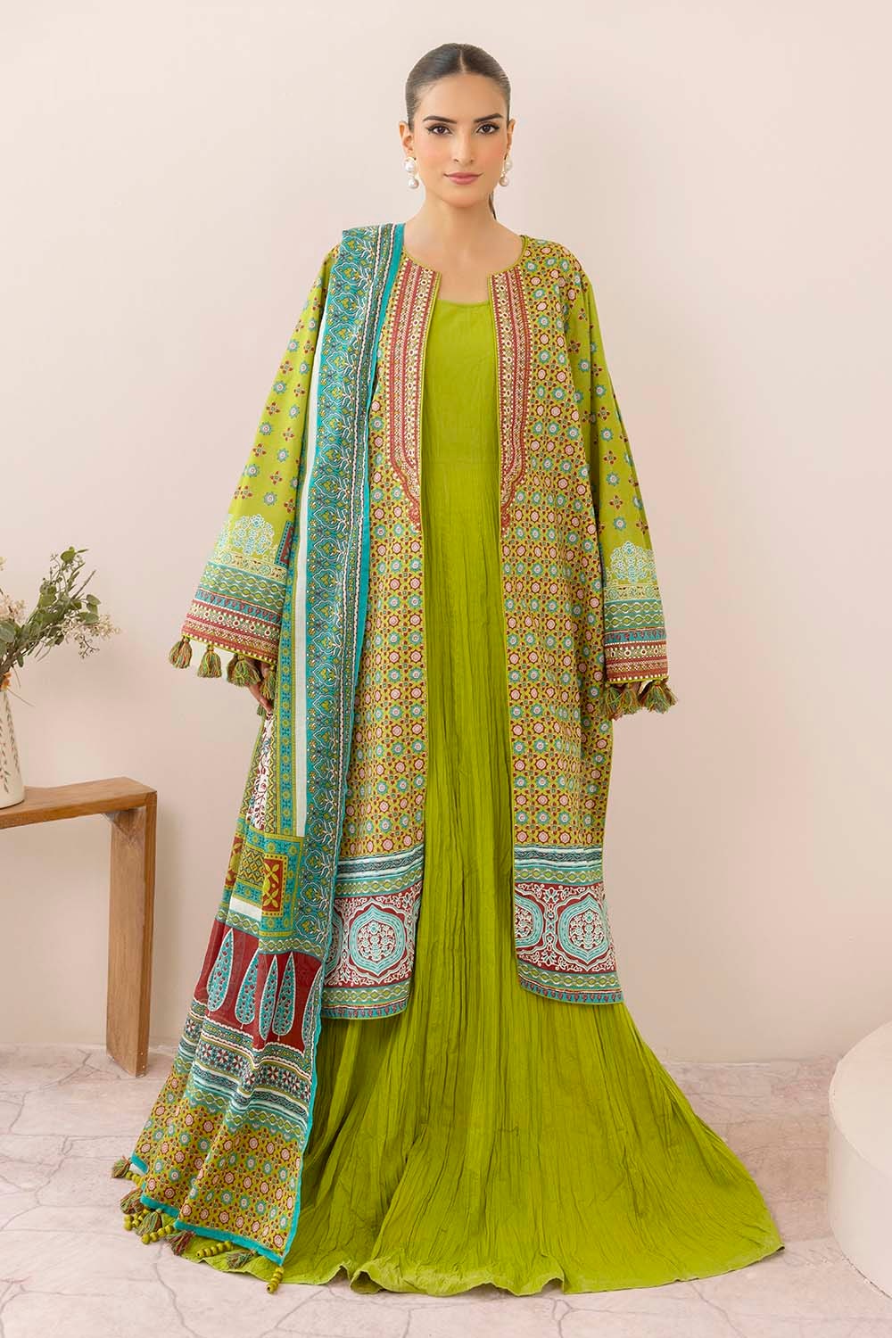 Gul Ahmed 3 Piece Custom Stitched Suit - Green - LB30416