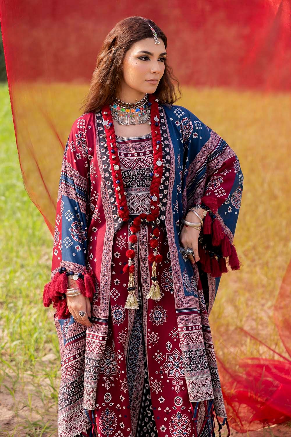 Gul Ahmed 2 Piece Custom Stitched Suit - Maroon - LB30424