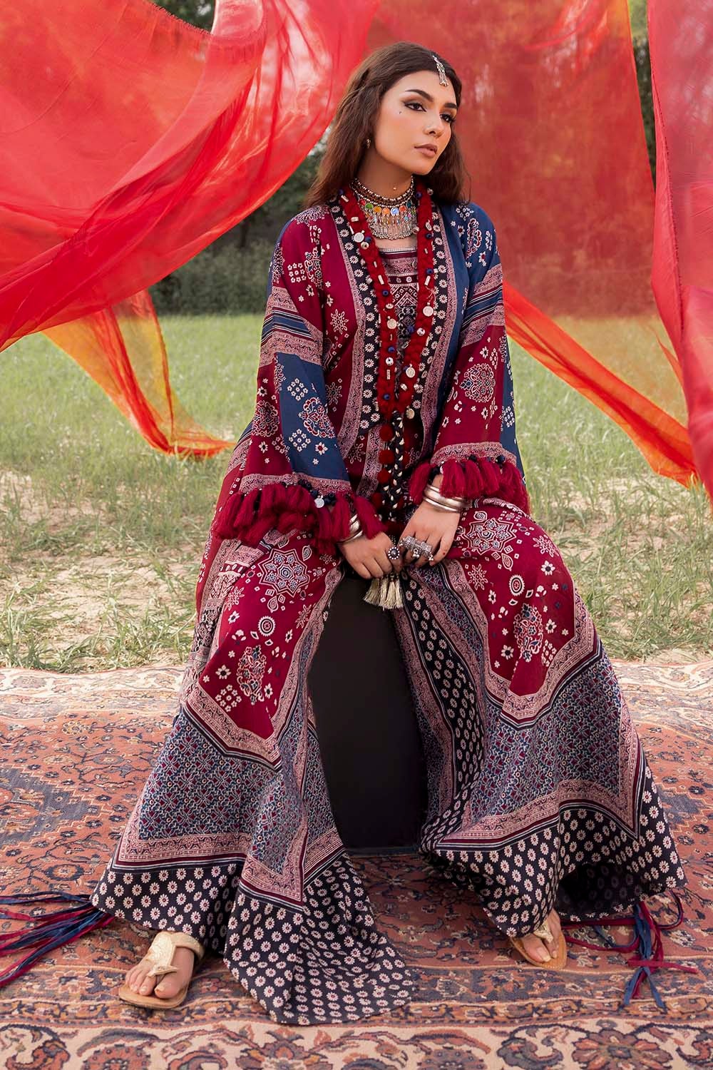 Gul Ahmed 2 Piece Custom Stitched Suit - Maroon - LB30424