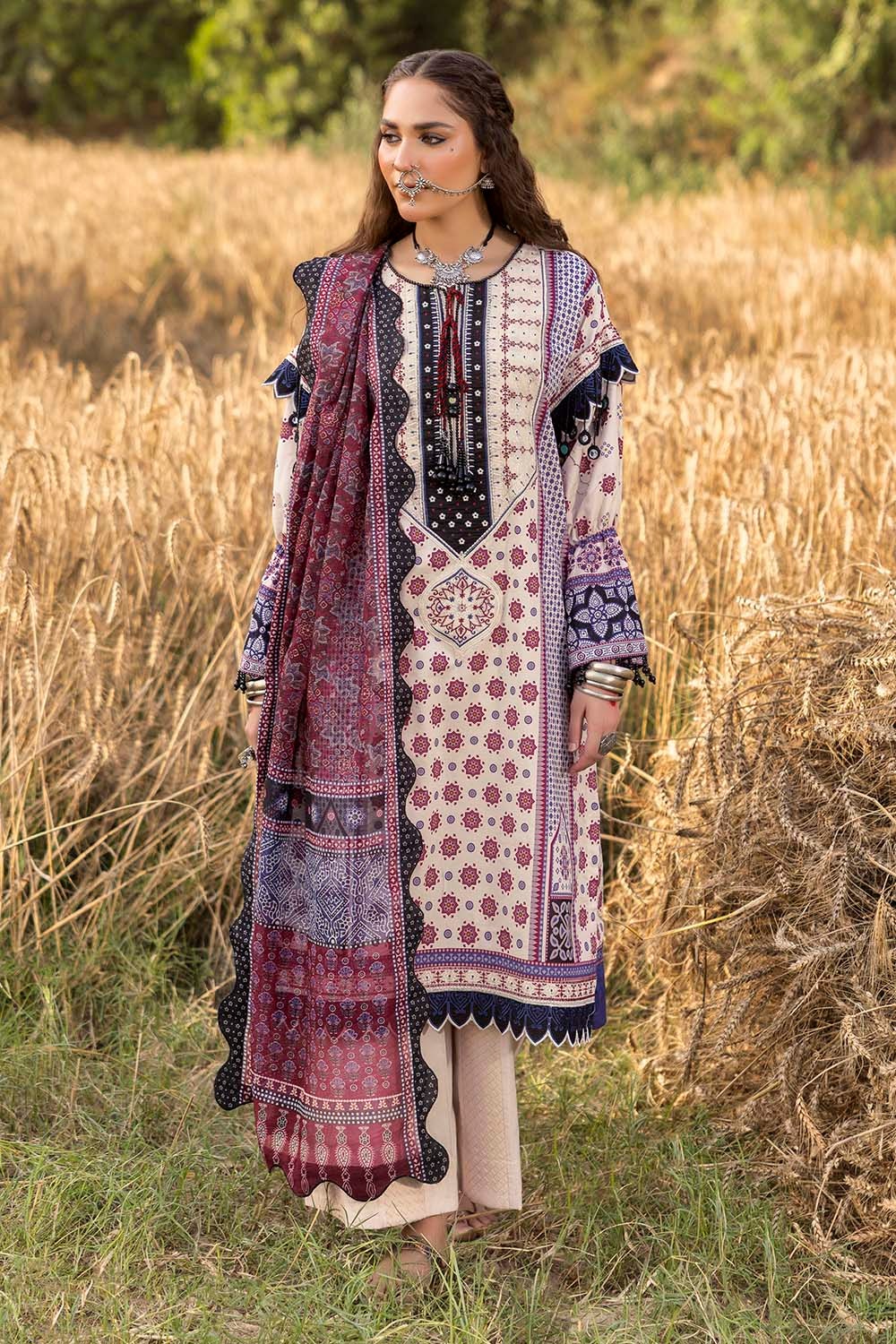 Gul Ahmed 3 Piece Custom Stitched Suit - Off-White - LB30422