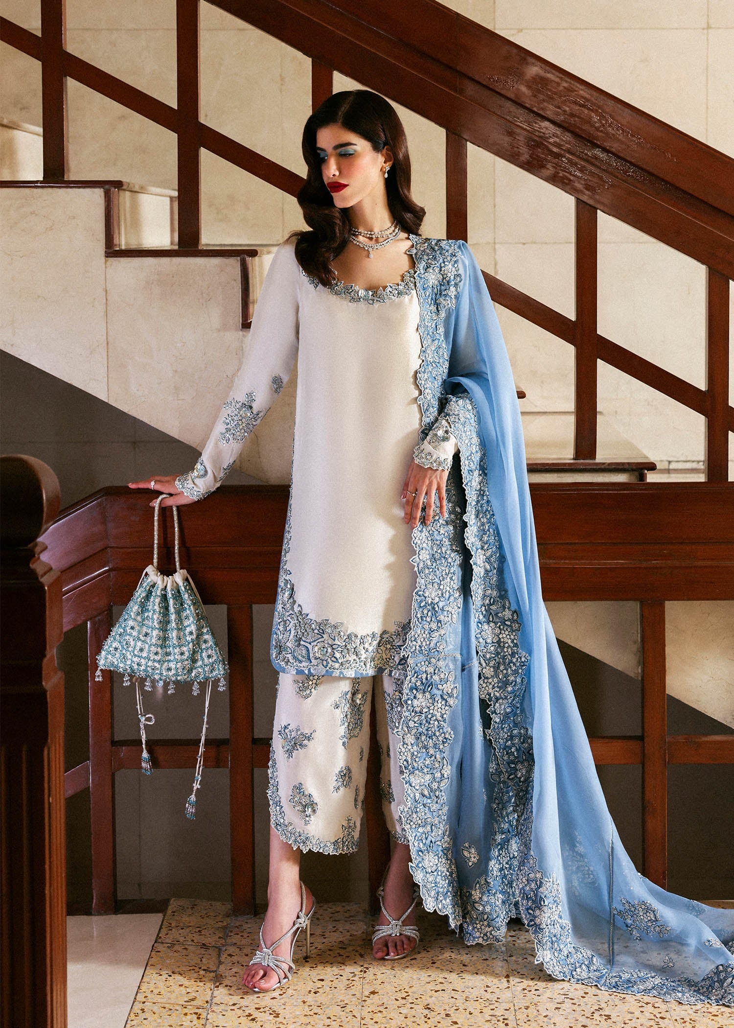 Hussain Rehar 3 Piece Pret Suit - Off-White - LB30619
