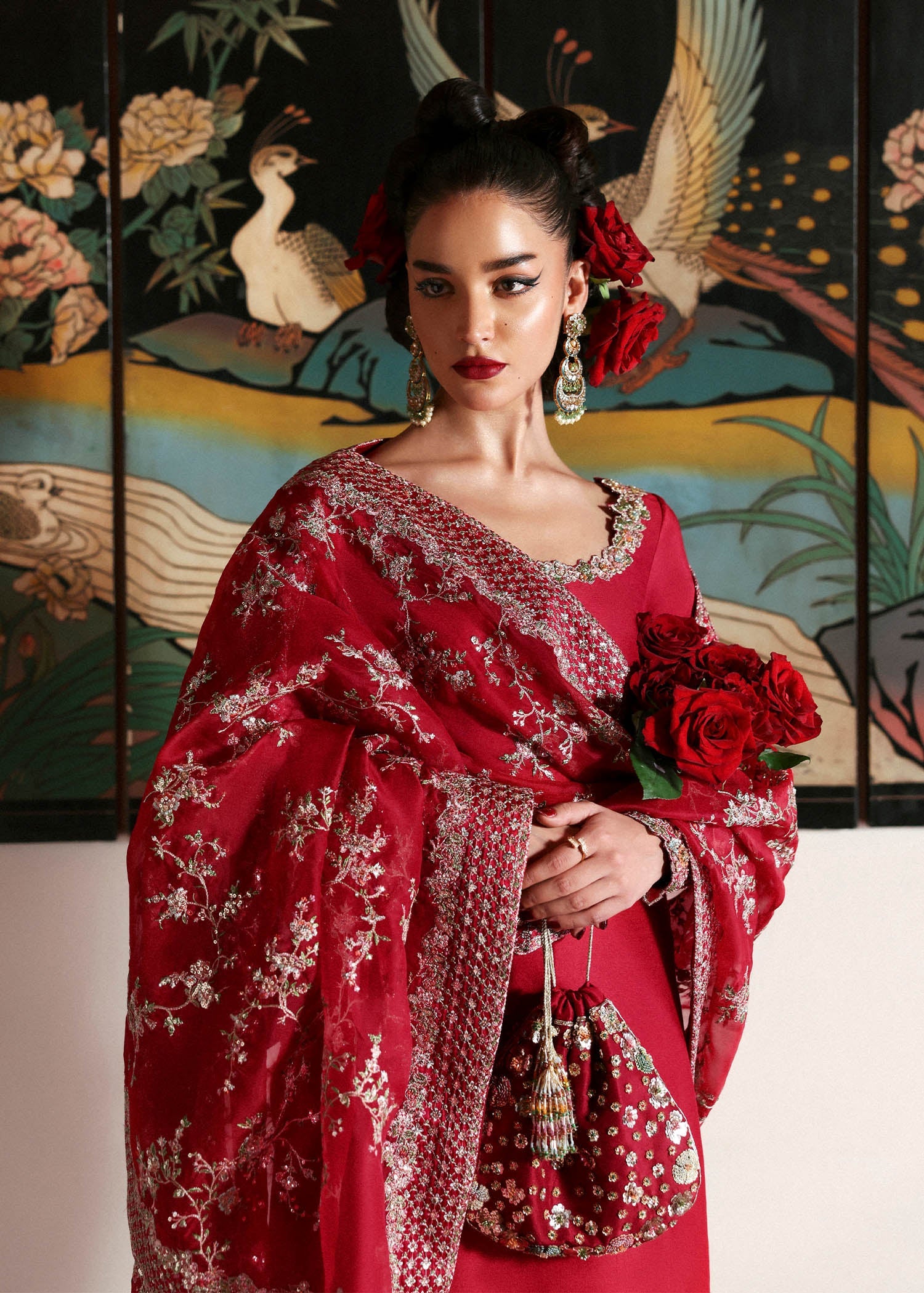Hussain Rehar 3 Piece Pret Suit - Red - LB30620