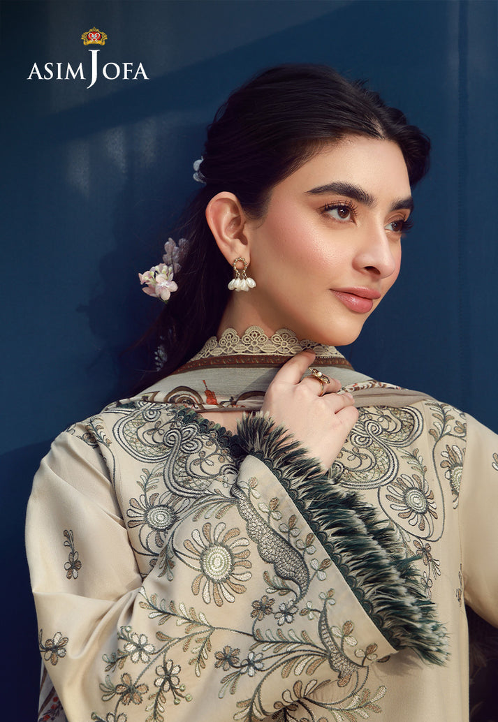 Asim Jofa 3 Piece Custom Stitched Suit - Beige - LB31643