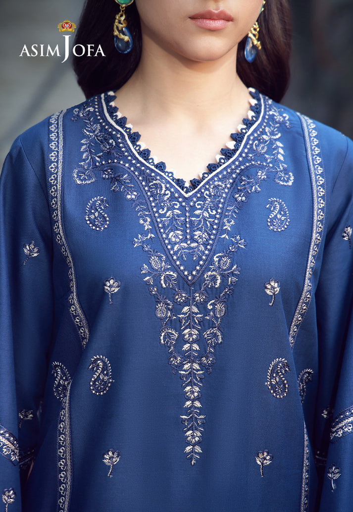 Asim Jofa 3 Piece Custom Stitched Suit - Blue - LB31637