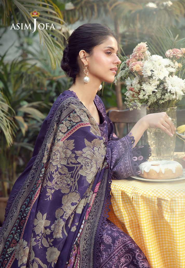 Asim Jofa 3 Piece Custom Stitched Suit - Purple - LB31640