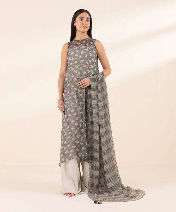 Sapphire 3 Piece Custom Stitched Suit - Grey - LB30584