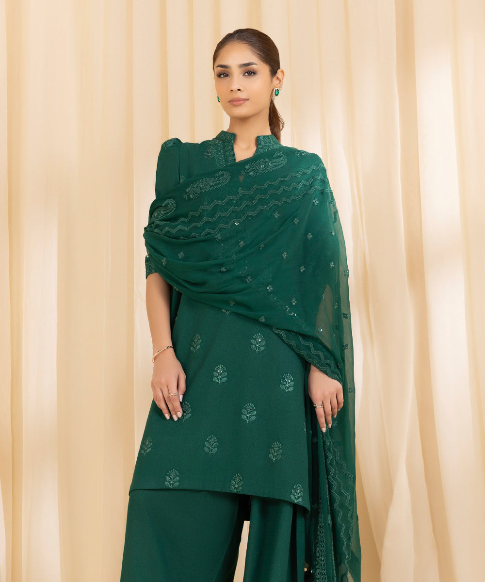 Sapphire 3 Piece Custom Stitched Suit - Green - LB288677