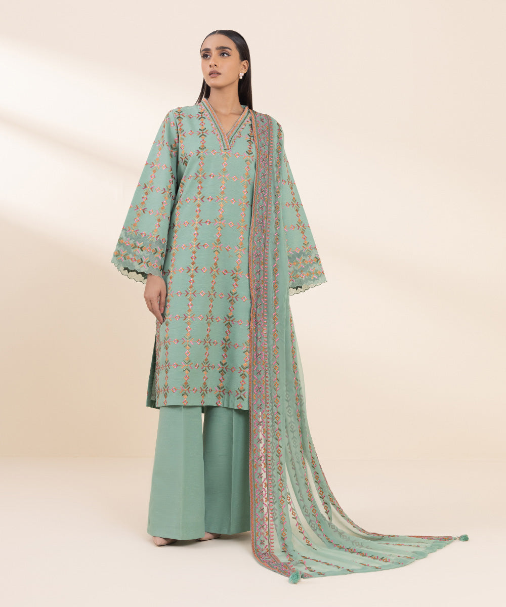 Sapphire 3 Piece Custom Stitched Suit - Green - LB288649