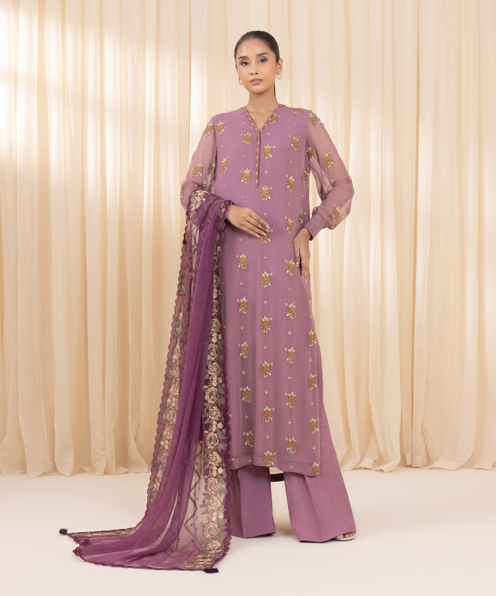 Libasco Sapphire 3 Piece Custom Stitched Suit - Purple - LB288746