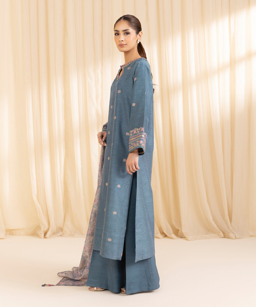 Sapphire 3 Piece Custom Stitched Suit - Blue - LB288625