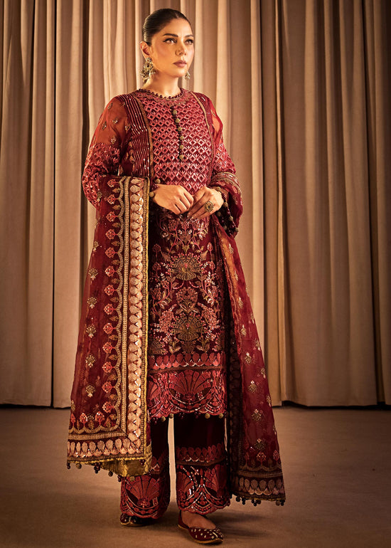 HSY 3 Piece Custom Stitched Suit - Maroon - LB286560