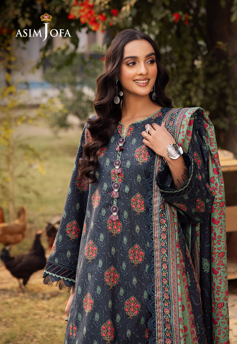 Asim Jofa 3 Piece Custom Stitched Suit - Blue - LB28978